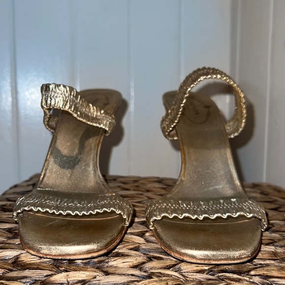 Prada Gold Leather Sling Back Heels - Picture 4 of 15